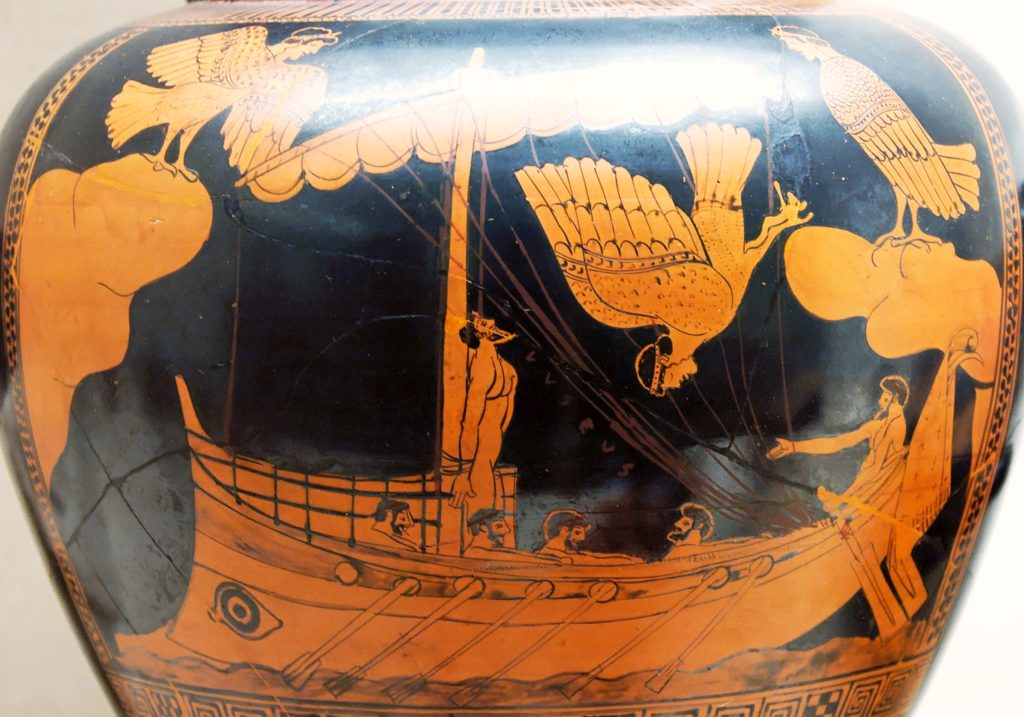 greek urn broken beautiful with sirens after odysseus